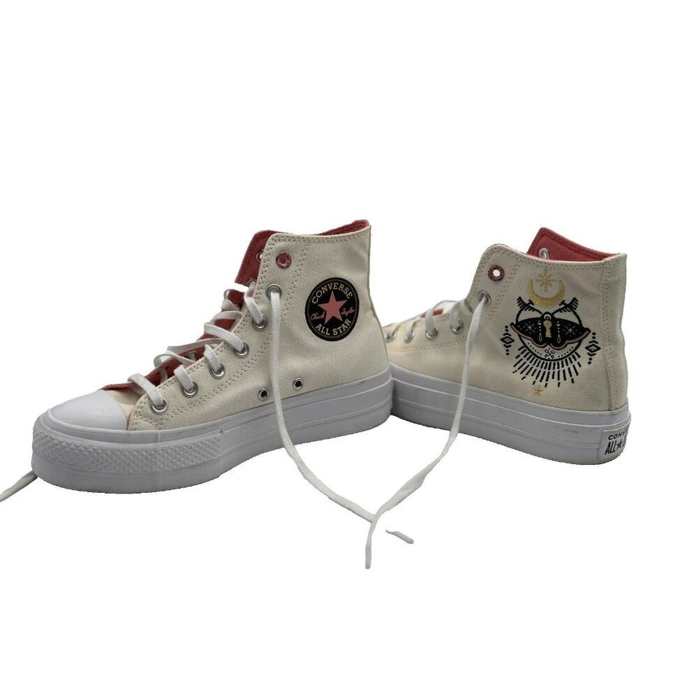 EUC Womens Converse Chuck Taylor All Star Hi Lift Boho Sneaker Egret Size 7